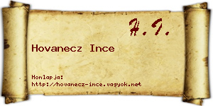 Hovanecz Ince névjegykártya